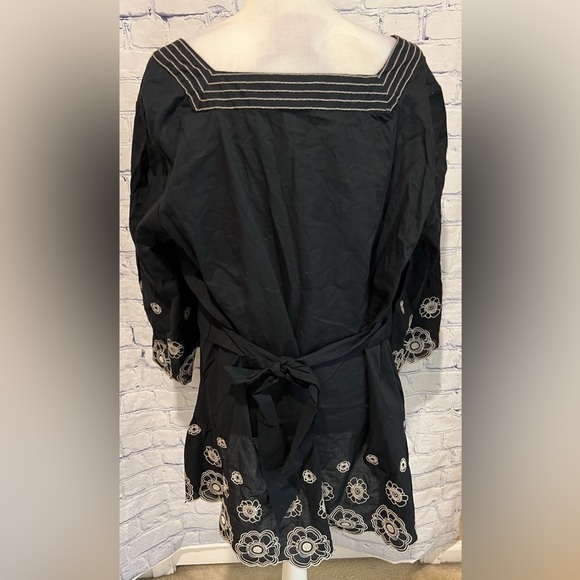 Venezia Cotton Black Floral Embroidered Lightweight Top Blouse Size 26/28 - Picture 5 of 7